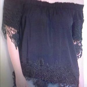 Beautiful Plus Size Black Top with a Embroidered Edge Sizes 2X 3X New with Tags